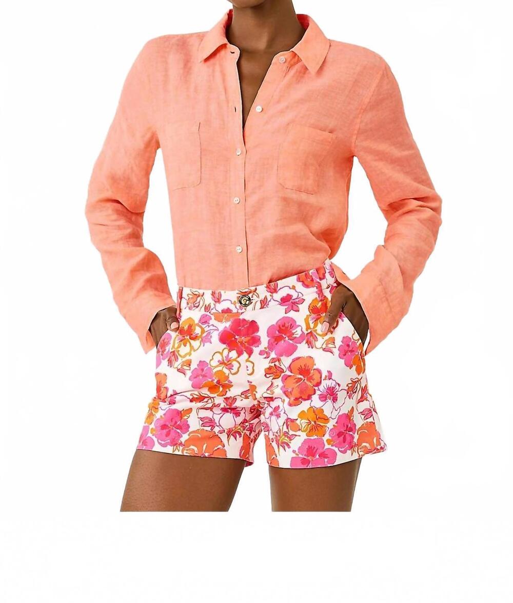 NEW LILLY PULITZER callahan mid rise short in resort white pansy fansy